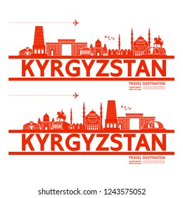 Kyrgyzstan Travel Destination vector.
