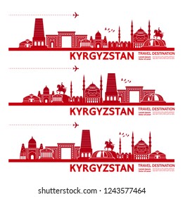 Kyrgyzstan Travel Destination Vector.