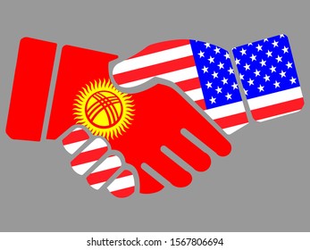 Kyrgyzstan and USA flags Handshake vector