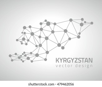 Kyrgyzstan vector grey contour triangle map