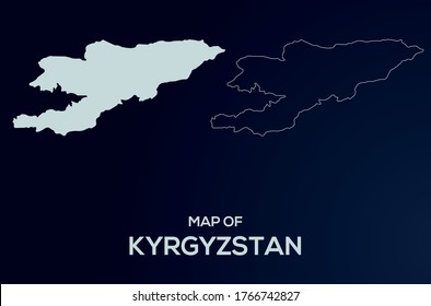 Silhouette de mapas vectoriales de Kirguistán aislada. Ilustración detallada de silueta. Archivo vectorial de mapa de Kirguistán totalmente editable.