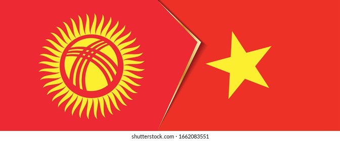 Kyrgyzstan and Vietnam flags, two vector flags symbol of relationship or confrontation.