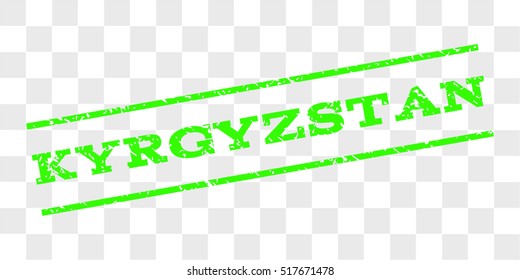 Kyrgyzstan watermark stamp. Text caption between parallel lines with grunge design style. Rubber seal stamp with unclean texture.
