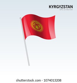Kyrgyzstan waving flag isolated on gray background svg