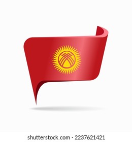 Kyrgyzstani flag map pointer layout. Vector illustration.