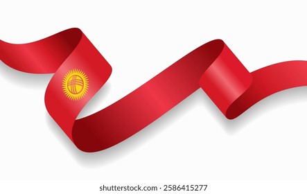 Kyrgyzstani flag wavy abstract background. Vector illustration.