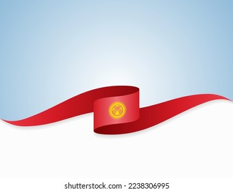 Kyrgyzstani flag wavy background layout. Vector illustration.