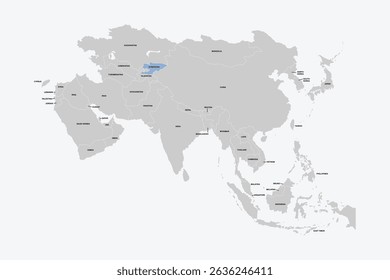 Kyrzystan vector map, Asia map Silhouette isolated on white background. for website layouts, background,education,travel worldwide, map silhouette and earth geography