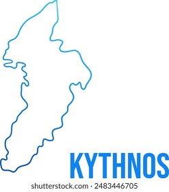 Mapa de Kythnos Mapa de gradiente azul de contorno simple de la isla 