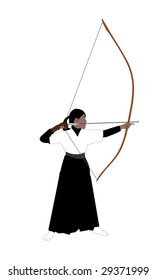 Kyudo archer in vector art
