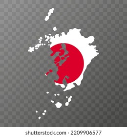 Kyushu map, Japan region. Vector illustration