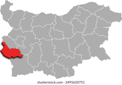 KYUSTENDIL mapa REGIÓN de BULGARIA 3d mapa isométrico