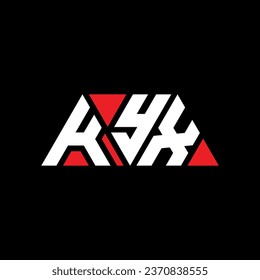 Diseño del logotipo de la letra del triángulo KYX con forma triangular. Monograma de diseño del logotipo del triángulo de KYX. Plantilla de logotipo vectorial de triángulo KYX con color rojo. Logo triangular KYX Diseño sencillo, elegante y lujoso.