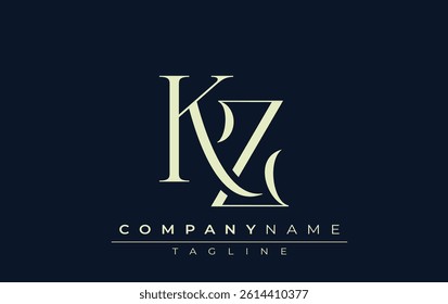 KZ abstract Logo. Elegantly Designed Minimalist Monogram Logo with Stylish Lettering. Sophisticated and sleek minimalist monogram showcasing unique lettering design.