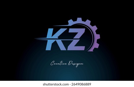 KZ Gear Fusion Logo – Industrial Tech-Inspired Letter mark Futuristic Industrial Letter Mark Design for Technology and Engineering Brands.