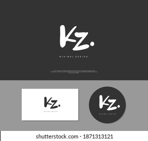 KZ Initial handwriting or handwritten logo for identity. Logo with signature and hand drawn style.