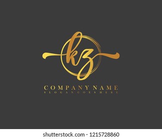KZ initial handwriting logo circle template vector