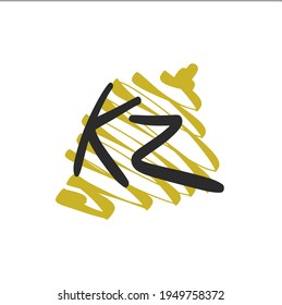 Logo inicial de escritura a mano de KZ para identidad