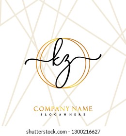 KZ Initial Handwriting logo template vector