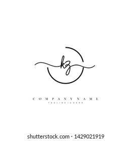 KZ initial handwriting logo template vector