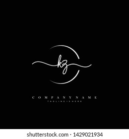 KZ initial handwriting logo template vector