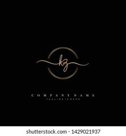 KZ initial handwriting logo template vector