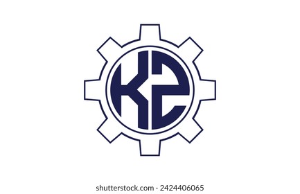 KZ initial letter mechanical circle logo design vector template. industrial, engineering, servicing, word mark, letter mark, monogram, construction, business, company, corporate, commercial, geometric