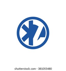 KZ initial letters circle business logo blue