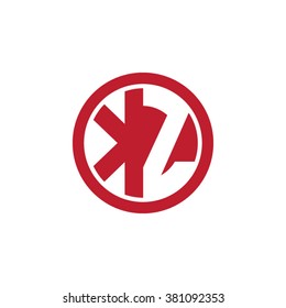 KZ initial letters circle business logo red