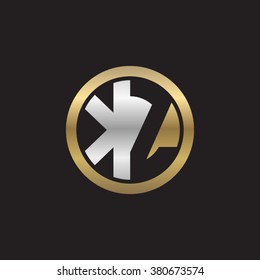 KZ initial letters circle elegant logo golden silver black background