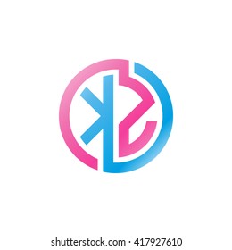 KZ initial letters looping linked circle logo blue pink