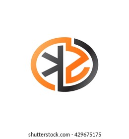 KZ initial letters looping linked ellipse logo orange black