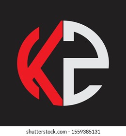 KZ Initial Logo design Monogram Isolated on black background