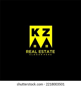 KZ initial monogram logo real estate in square style design