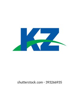 KZ initial overlapping swoosh letter logo blue green