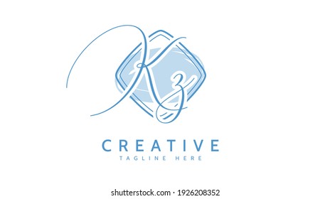 KZ Initials, handwriting logo vector