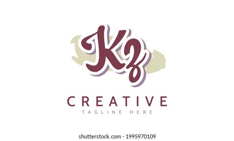 KZ Initials, handwriting logo vector