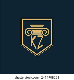 KZ Initials Law Firm Logo Lawyer logo with creative law element