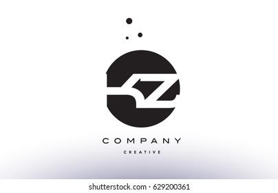 KZ K Z alphabet company letter logo design vector icon template simple black white circle dot dots creative abstract