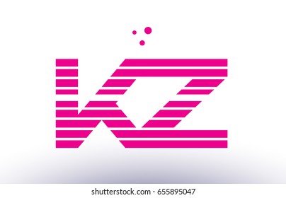 kz k z alphabet letter logo pink purple line stripe company design template creative abstract vector