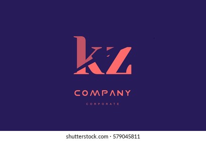 kz k z alphabet small letter blue pink creative design vector company logo icon template 
