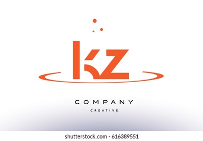 KZ K Z creative orange swoosh dots alphabet company letter logo design vector icon template