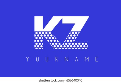 KZ K Z Dotted Pattern Letter Logo Design Vector with Blue Background.
