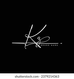 KZ letter beauty handwriting vector logo. 