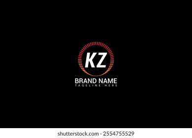 KZ letter logo creative design. KZ unique design. KZ letter logo design on black background.