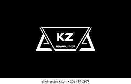 KZ letter logo creative design. KZ unique design. KZ letter logo design on black background.