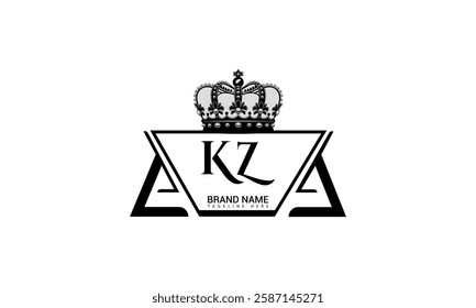 KZ letter logo creative design. KZ unique design. KZ letter logo design on black background.