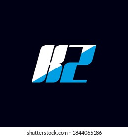 KZ letter logo design on black background. KZ creative initials letter logo concept. KZ icon design. KZ white and blue letter icon design on black background. K Z	
