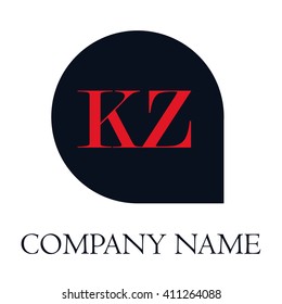 KZ Letters red , Abstract black background logo, Design identity in shape, Alphabet letter