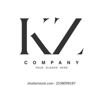 KZ logo design. Initial letter k and z serif font style. Creative classic company name typography. Trendy logotype or identity. Vector illustration.